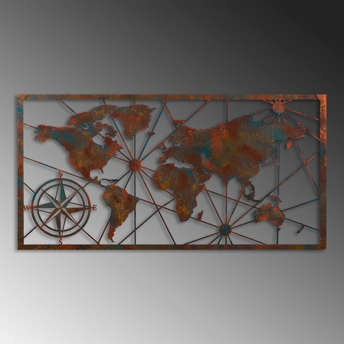 Wallity World Map Large - 2 Escultura de Pared de Metal Multicolor